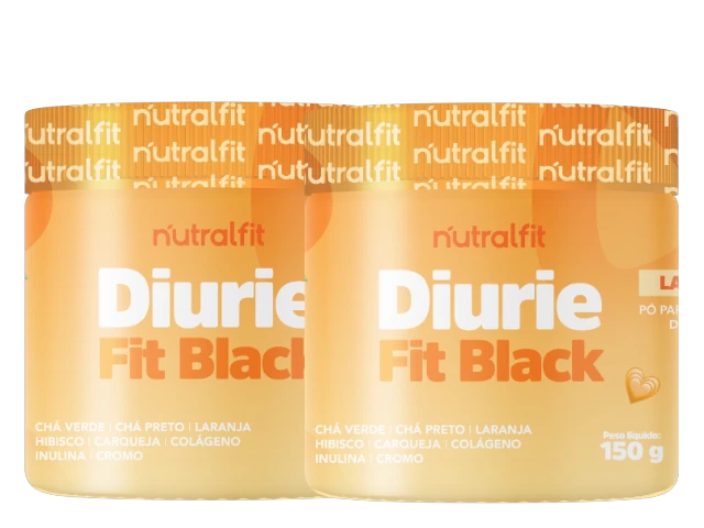Dois potes de DiurieFit Black de 150 g, lado a lado.