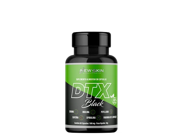 Um pote de DTX Black, 60 c&aacute;psulas.