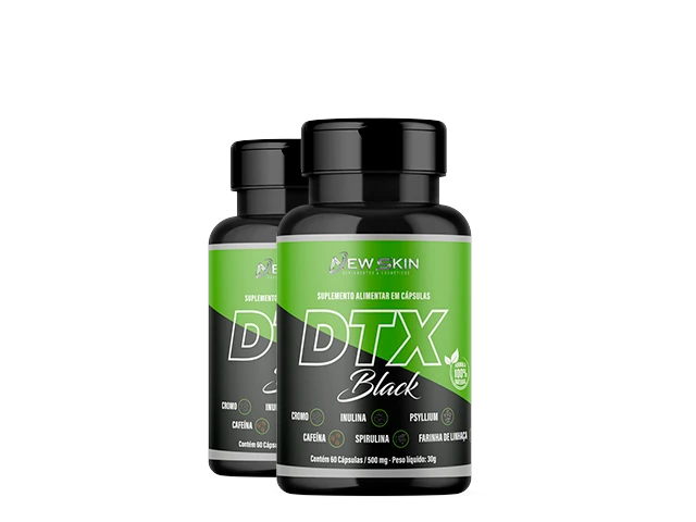 Dois potes de DTX Black, 60 c&aacute;psulas cada.